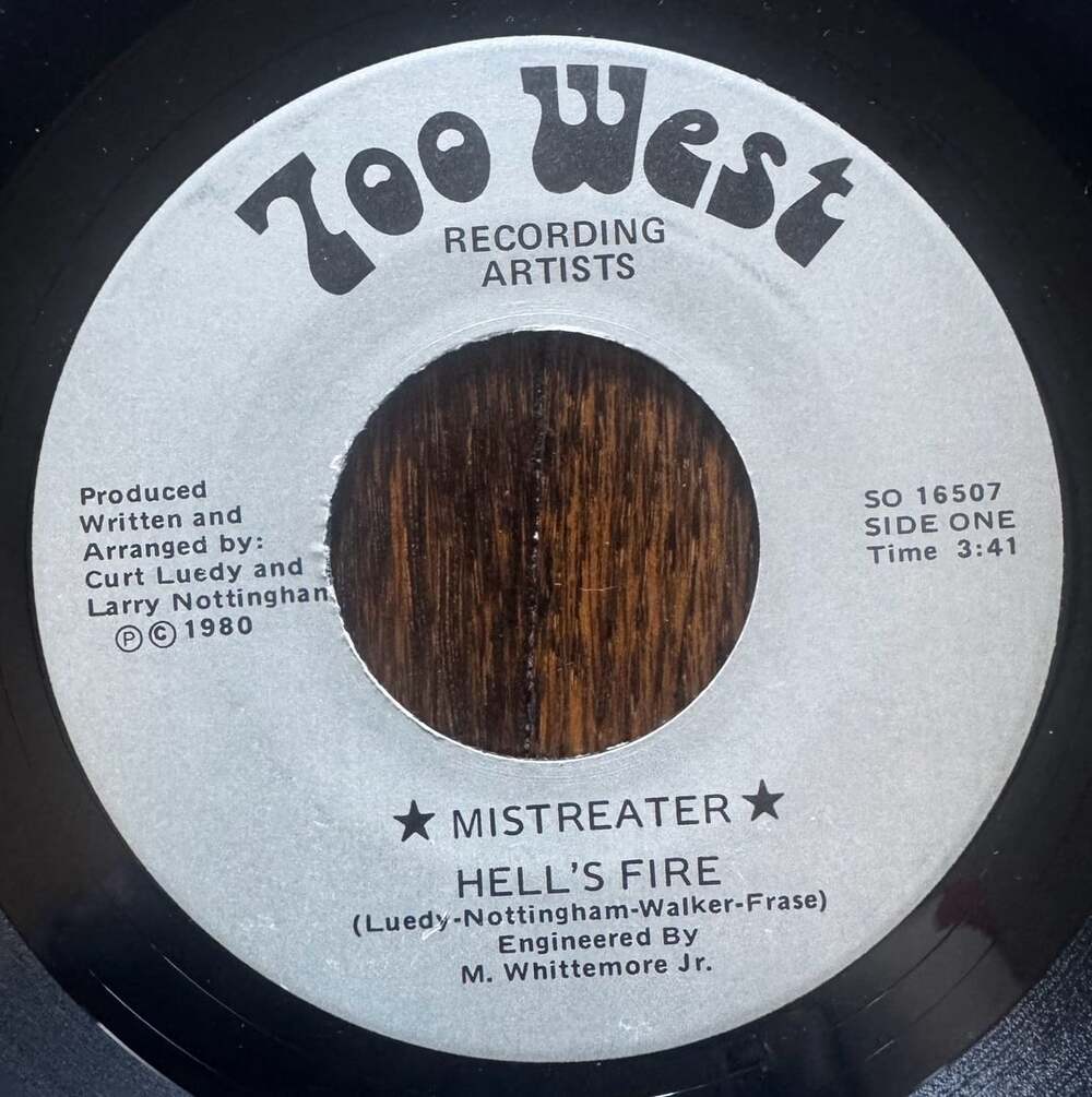 VINYL Mistreater Hell's Fire / Baby Blue 7" 1980 PVT OH METAL HARD ROCK Zoo West